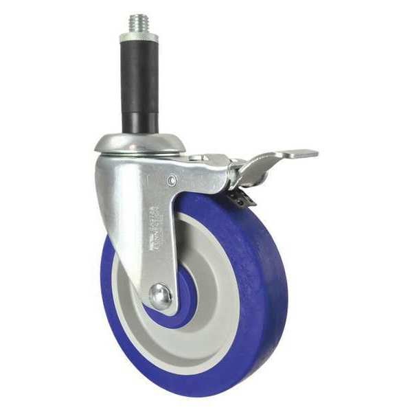 Swivel Stem Caster, Total Lock, Rubber, 5
