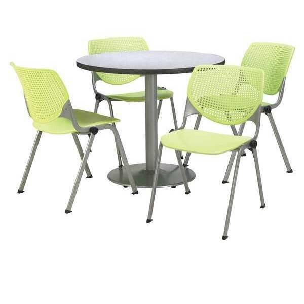 Round 36 W, 36 L, 29 H, Laminate Top, Grey, KFI, Mfr# T36RD-B1922SL-GN-2300-P14