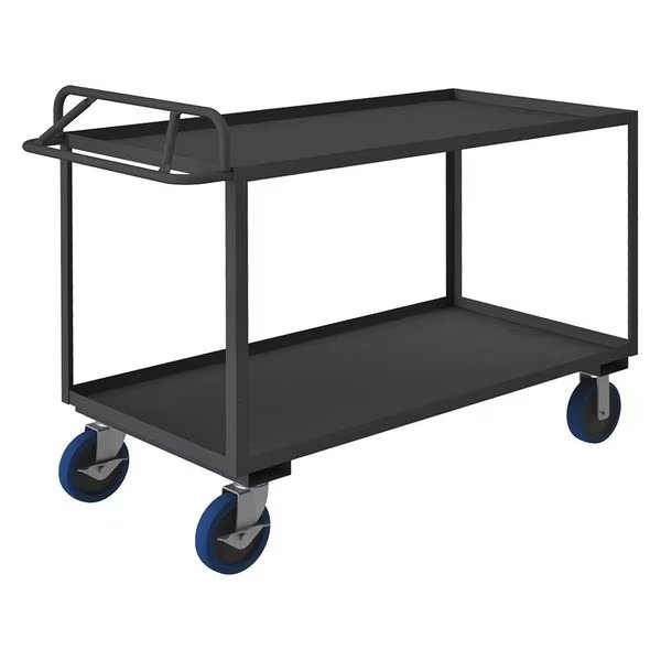 Utility Cart with Lipped Metal Shelves, Steel, Ergonomic, 2 Shelves, 3,600 lb, EnjoyTool Select, Mfr#: RSCE-3060-2-3.6K-8PUSB-95