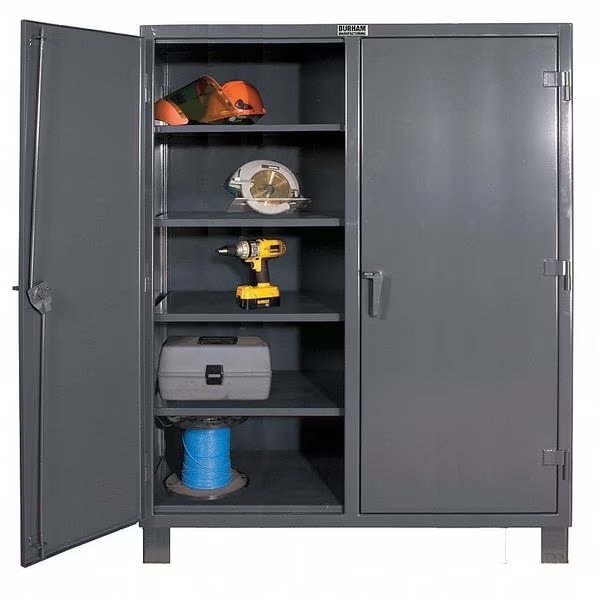 12 ga. ga. Steel Storage Cabinet, 60 in W, 78 in H, Stationary, DURHAM MFG, Mfr# HDDS246078-8S95