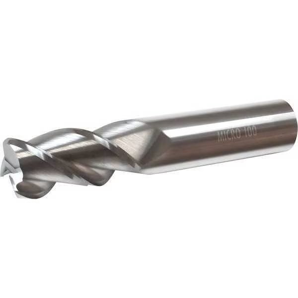 Carbide End Mill, Dia 1/2 In, Cut L 1 In, MICRO 100, Mfr# ARC-500-3-030