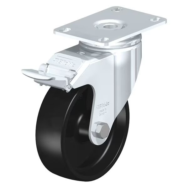 Swivel Plate Caster, Blk Nylon, 5