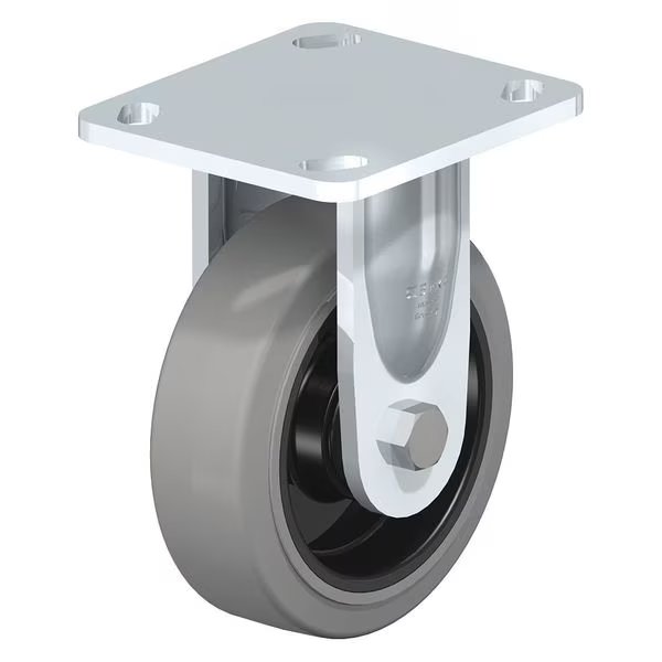 Rigid Plate Caster, Solid Rbbr, 8