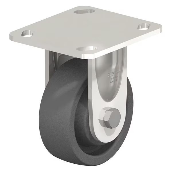 Rigid Plate Caster, Gray Nylon, 4