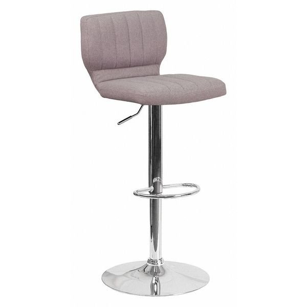 Gray Fabric Barstool, Adj Height, FLASH FURNITURE, Mfr# CH-132330-GYFAB-GG