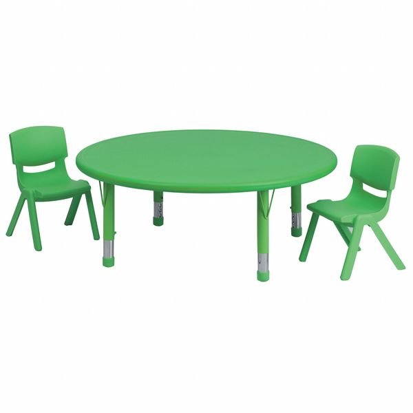 Round Activity Table, 45 W X 45 L X 23.75 H, Plastic, Steel, Green, Flash Furniture, Mfr#: YU-YCX-0053-2-ROUND-TBL-GREEN-R-GG