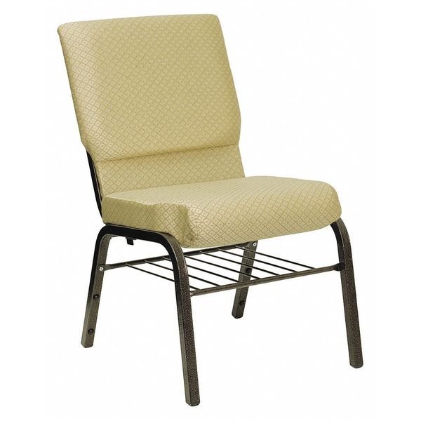 Fabric Church Chair w/Book Rack, Beige, FLASH FURNITURE, Mfr# XU-CH-60096-BGE-BAS-GG