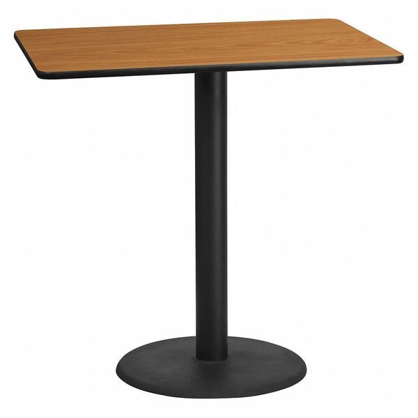 Rectangle Ntural Lam Table, Rect w/Rnd Base, 30