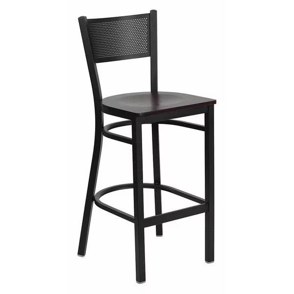 Restaurant Stool, Grid Back, Mahogany Sea, Flash Furniture, Mfr#: XU-DG-60116-GRD-BAR-MAHW-GG