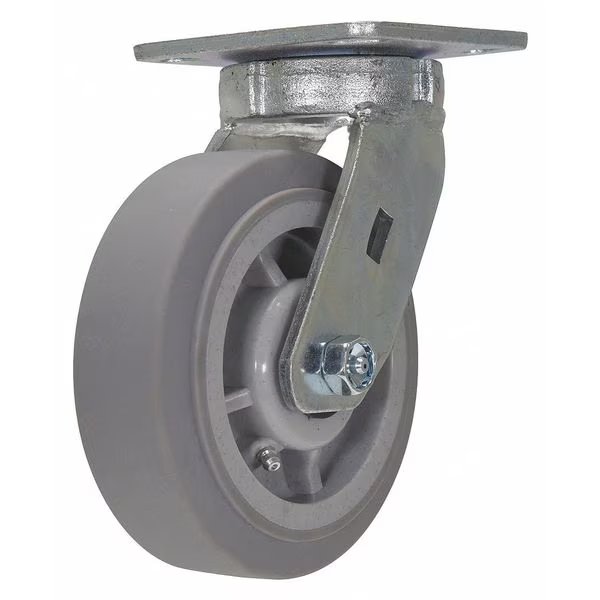 Gray High-Quality Non-Marking Swivel Thermoplastic Rubber 6 x 2 Caster, VESTIL, Mfr# CST-F40-6X2DK-S