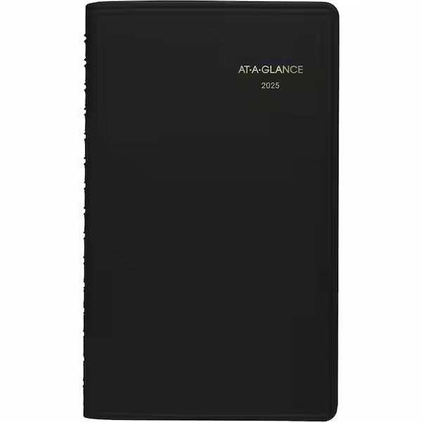 AT-A-GLANCE Weekly Appointment Book Ruled for Hourly Appointments, 8.5 x 5.5, Black, 2022, At-A-Glance, Mfr#: 7007505