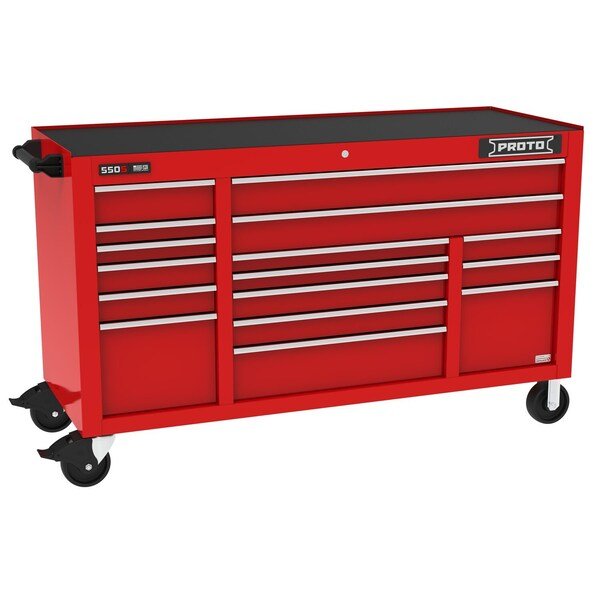 550 Series Rolling Tool Cabinet, 16 Drawer, Red, 67 in W x 25-1/4 in D x 41 in H, Proto, Mfr#: J556741B-16RDPD