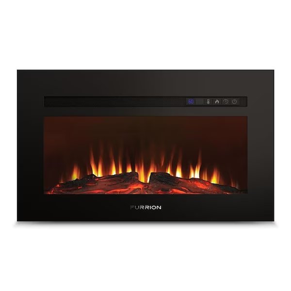 Electric Fireplace With Simulated Logs LED Viewing Area PlugIn Mount, Furrion, Mfr#: FF30SW15A-BL