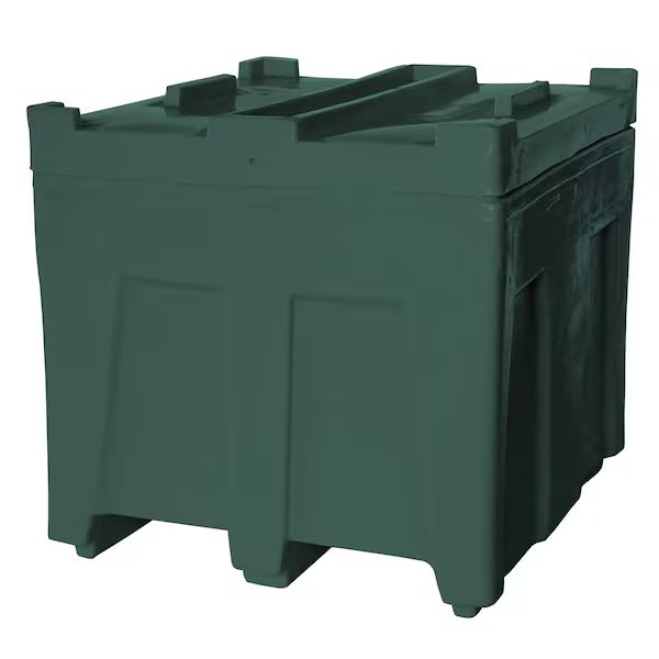 Stack Bulk Ship Container w/lid, 14.5 cubic ft., 800lb capacity, GRN, Myton Industries, Mfr#: SO-3626L GREEN