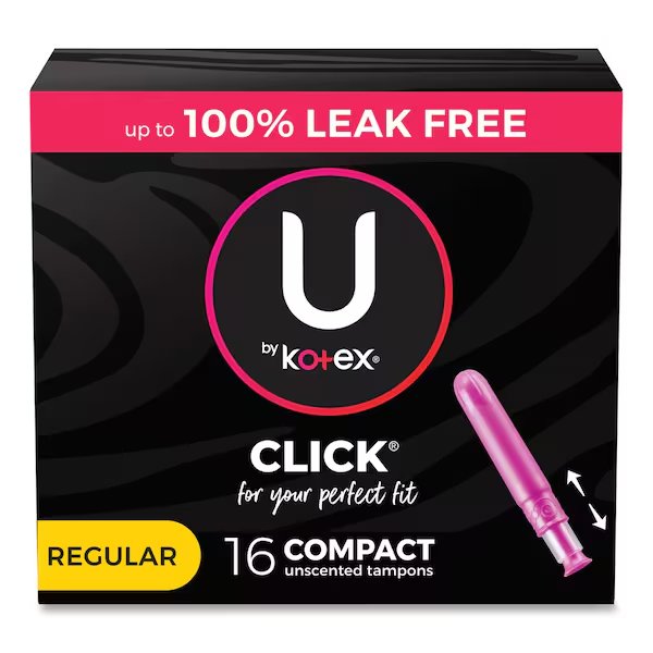 U by Click Compact Tampons, Regular, 128PK, Kotex, Mfr#: 53445